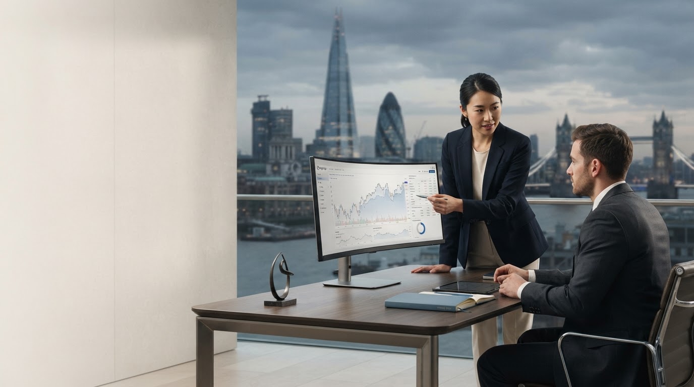 Enigma Edge dashboard concept representing calm, data-led investment analysis
